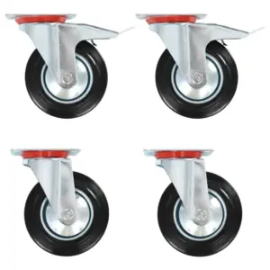 Kummist pöörlevad rattad mööblile, 4 tk, 160 mm, must