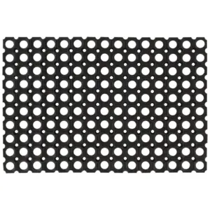 Libisemiskindel kummist uksematt drenaažiavadega, must, 40 x 60 cm