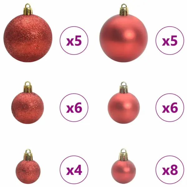 Kunstkuusk 150 cm, 150 sooja valge LED-iga, rohelised PE oksad, USB-toide, alus ja jõulukaunistuste komplekt – 7