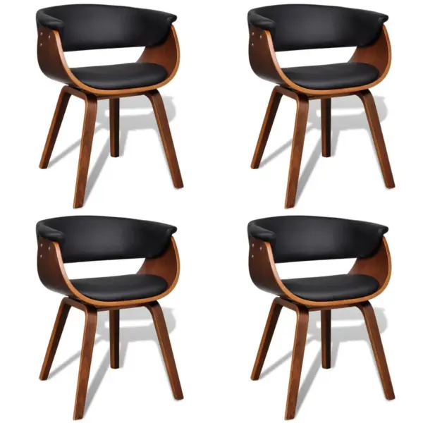 Kunstnahast söögitoolid painutatud puidust raamiga, 4 tk, must-pruun – 2