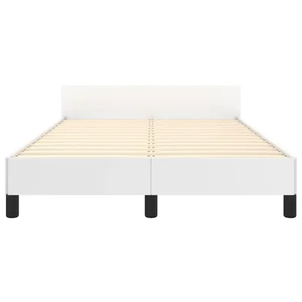 Valge kunstnahast voodiraam reguleeritava peatsiga, 120 x 190 cm, ilma madratsita – 6