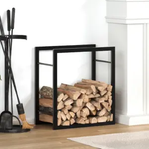 Küttepuude hoidik, mattmust terasest, 50 x 28 x 56 cm