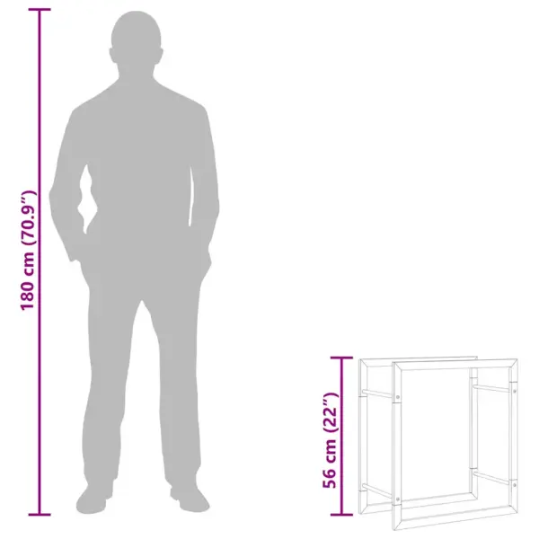 Küttepuude hoidik, mattmust terasest, 50 x 28 x 56 cm – 11