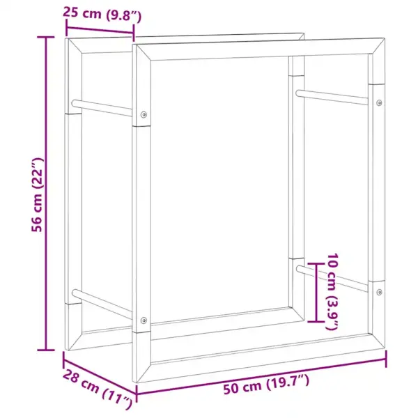 Küttepuude hoidik, mattmust terasest, 50 x 28 x 56 cm – 10
