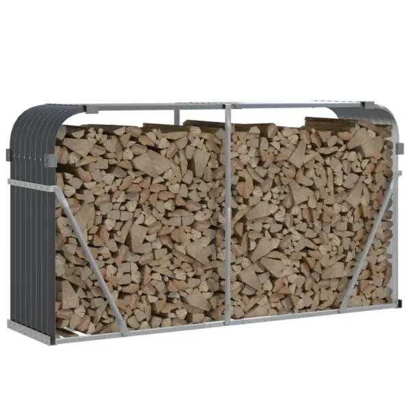 Küttepuude varjualune välitingimustesse, antratsiithall tsingitud teras, 180 x 45 x 100 cm, 2 konksuga – 3