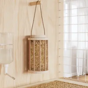 Küüliku ja väikeloomade riputatav heinasõim, nulupuit, Ø 15 x 25,5 cm