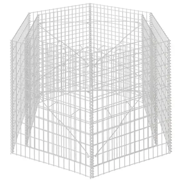 Kuusnurkne gabioon-taimelava, hõbedane tsingitud teras, 160 x 140 x 100 cm – 4