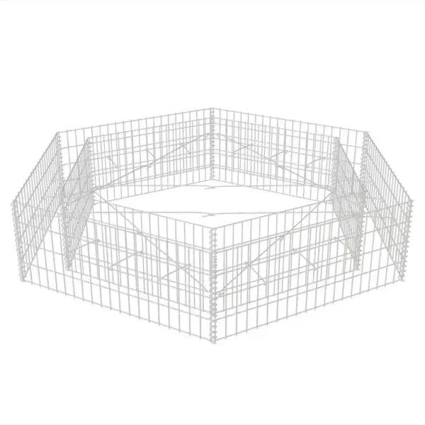 Kuusnurkne gabioon-taimelava, hõbedane tsingitud teras, 200 x 173 x 40 cm – 4