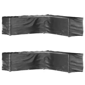 Vettpidav L-kujuline aiamööbli kate 20 aasaga, must PE, 2 tk, 300 x 300 x 90 cm