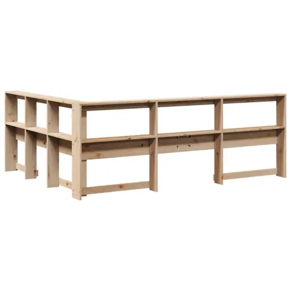 L-kujuline männipuidust voodipeats hoiuriiulitega, 140 cm voodile, 158,5 x 208,5 x 80 cm - 6