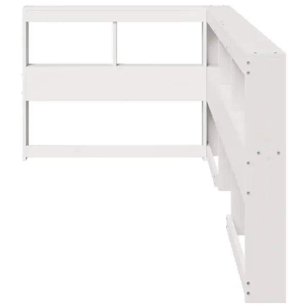 L-kujuline voodipeats hoiuriiulitega, valge täismännipuit, 80 cm voodile, 98,5 x 218,5 x 80 cm – 4