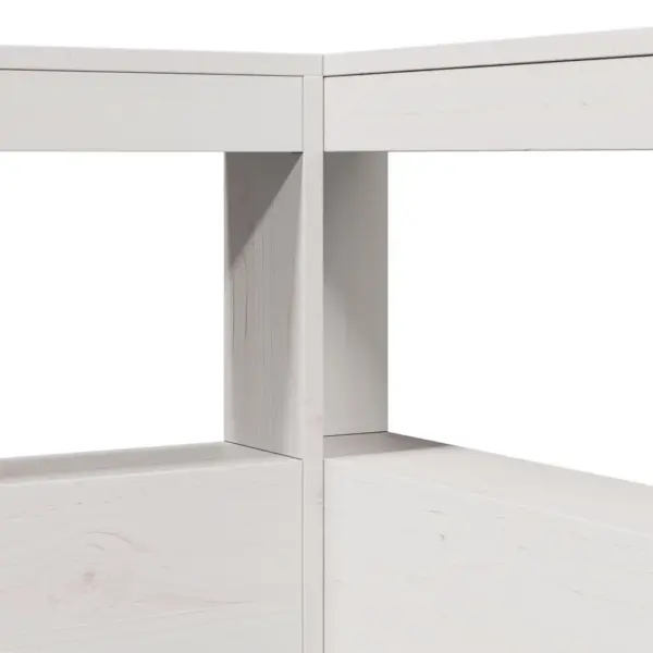 L-kujuline voodipeats hoiuriiulitega, valge täismännipuit, 80 cm voodile, 98,5 x 218,5 x 80 cm – 7