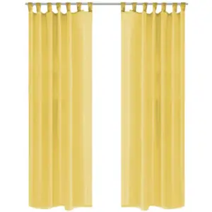 Läbipaistvad vuaalkardinad kinnitusaasadega, 2 tk, kollane, 140 x 175 cm