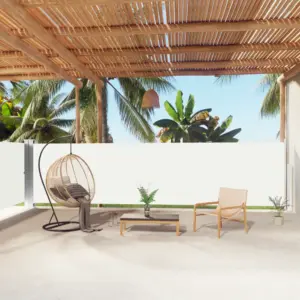 Lahtitõmmatav aia külgsein privaatsuse ja tuulekaitsega, kreemjasvalge, 160 x 1000 cm