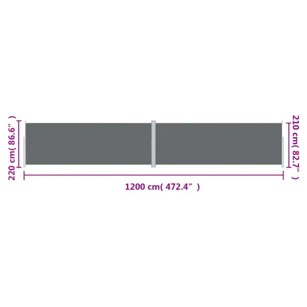 Lahtitõmmatav kahepoolne külgsein, antratsiithall, 220 x 1200 cm – 8