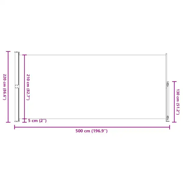 Lahtitõmmatav terrassi külgmarkiis, 220 x 500 cm, pruun kangas, hall raam – 9