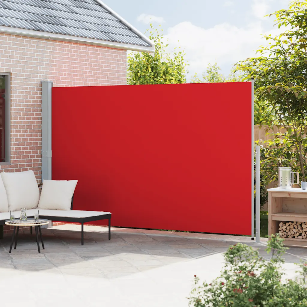 Lahtitõmmatav terrassi külgmarkiis privaatsuseks, punane, 220 x 500 cm