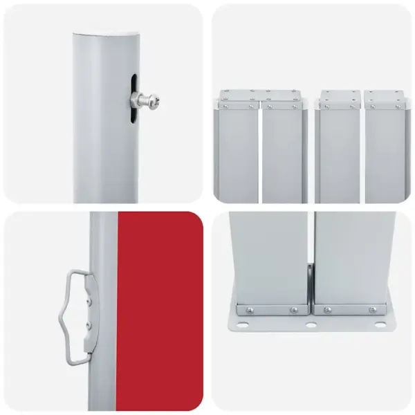 Lahtitõmmatav terrassi külgsein privaatsuseks, punane kangas, hall raam, 170 x (0–1200) cm – 12