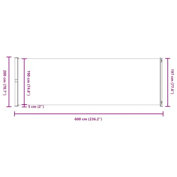 Lahtitõmmatav terrassi privaatsussirm, pruun, 200 x 600 cm – 11