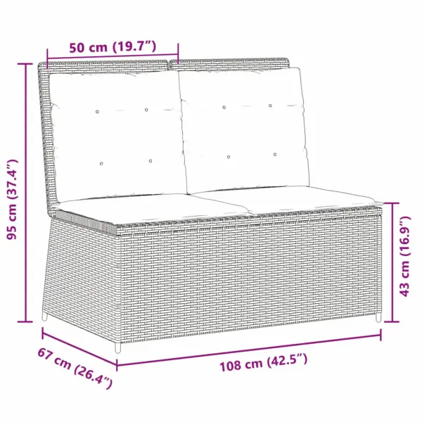 Lamav aiapink reguleeritava seljatoega, 2 istekohaga, must polürotang, 110 x 67 x 95 cm – 9