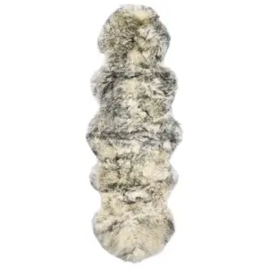 Kõrge karvaga ehtsast lambanahast vaip, tumehall segutoon, 60 x 180 cm