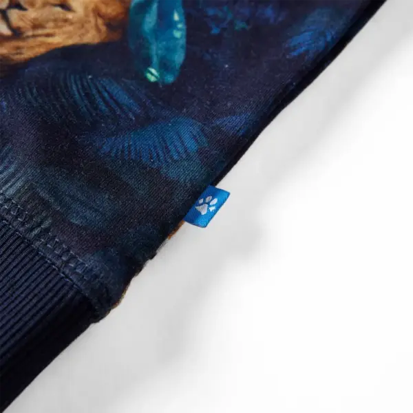 Laste dressipluus lõvide ja taimede mustriga, tumesinine, suurus 116 (5–6 a), 95% puuvill – 4