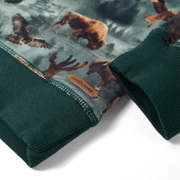 Laste dressipluus metsatrükiga, tumeroheline, suurus 140 (9–10 a) – 5