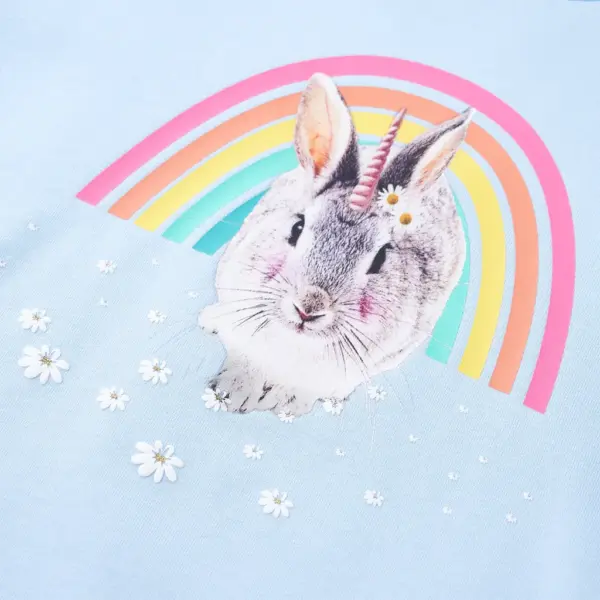 Laste dressipluus vikerkaare ja jänesetrükiga, helesinine, suurus 92 – 4