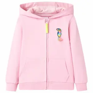 Laste kapuutsiga dressipluus lukuga, linnu tikandiga, erkroosa, suurus 92