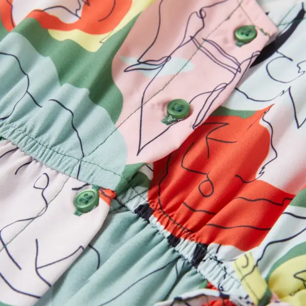 Laste kleit loomatrükiga, roheline, pingutusnööriga vöökohal, suurus 140 – 4