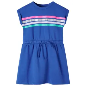 Laste kleit pingutusnööriga, triibuline, koobaltsinine, suurus 116 (5–6 a)