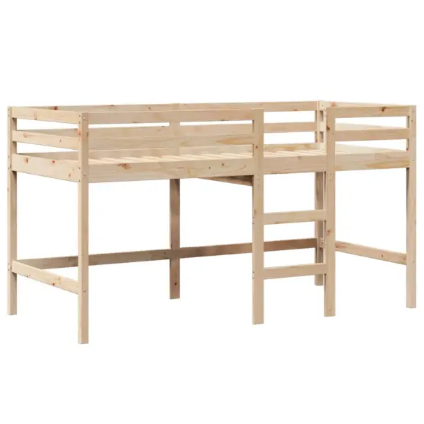 Laste kõrge voodi katuse ja redeliga, naturaalne männipuit, turvapiirdega, sobib madratsile 90 x 190 cm - 5