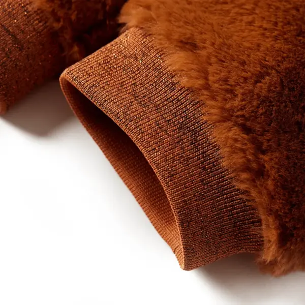 Laste kapuutsiga kunstkarusnahast jakk, konjakipruun, suurus 92 (1,5–2 a) – 6