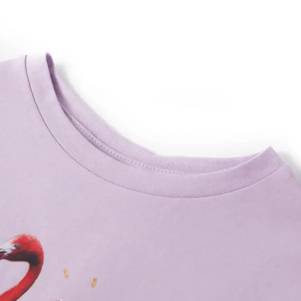 Laste lilla T-särk flamingo jäätise trükiga, satsiliste varrukatega, suurus 128 - 3