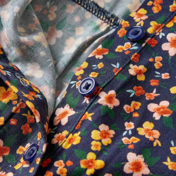 Laste lilleline pikavarrukaline kleit pingutusnööriga, tumesinine, 116 – 4