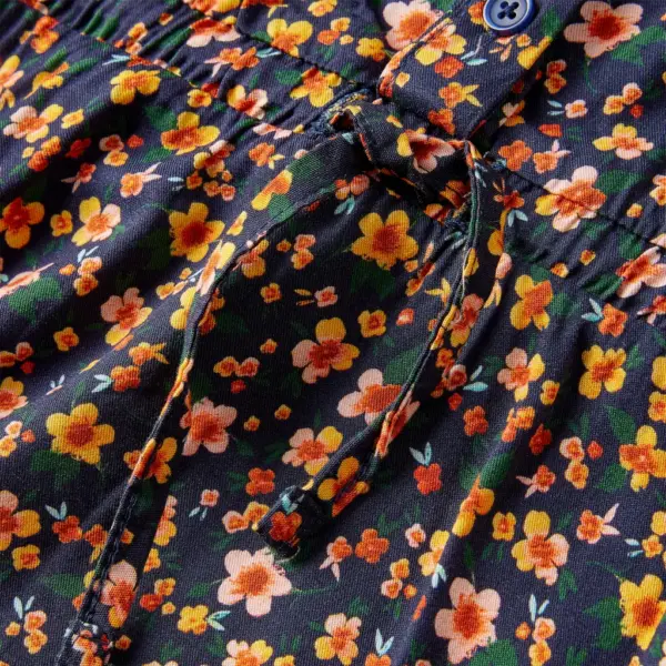 Laste lilleline pikavarrukaline kleit pingutusnööriga, tumesinine, 116 – 5