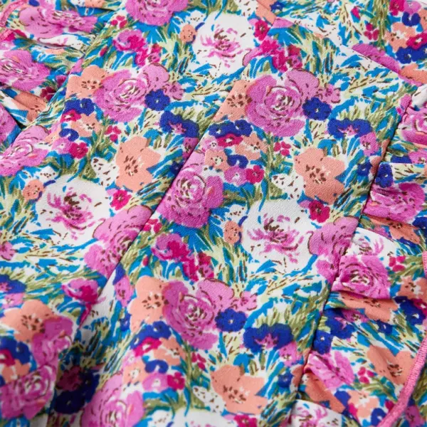 Laste lillelised lühikesed püksid volangidega, fuksia, suurus 140 – 4