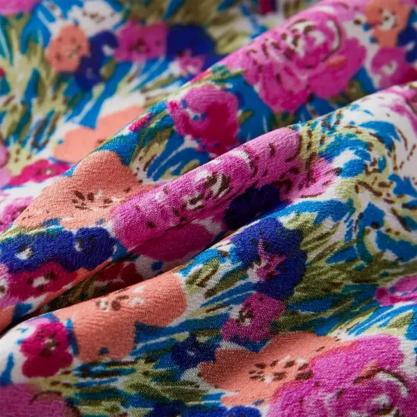 Laste lillelised lühikesed püksid volangidega, fuksia, suurus 140 – 7