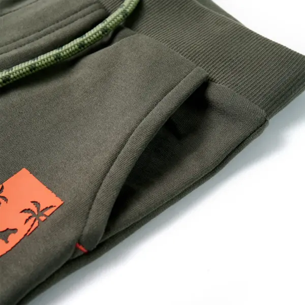 Laste lühikesed püksid pingutusnööriga, tume khaki, 100% puuvill, 116 – 5