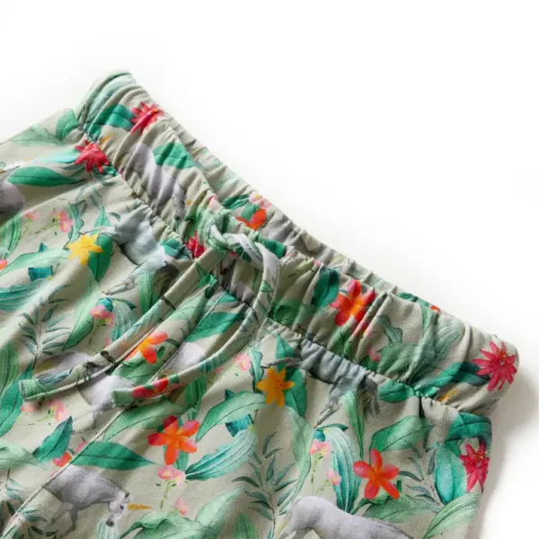 Laste lühikesed püksid pingutusnööriga, ükssarvedega trükiga, hele khaki, 116 – 3