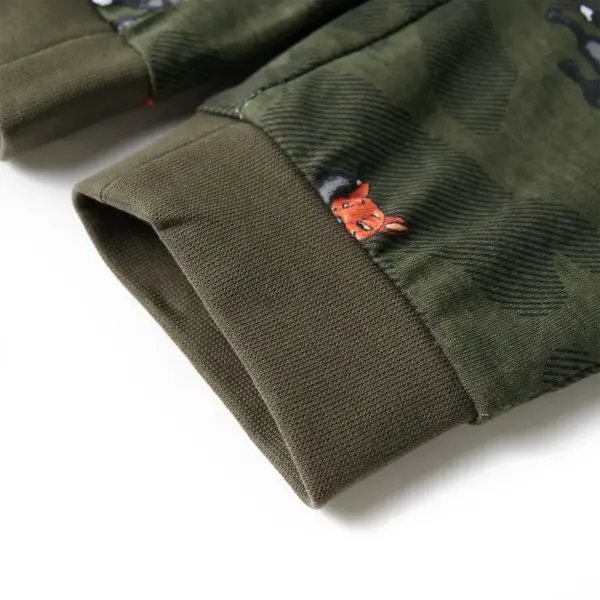 Laste puuvillane pidžaamakomplekt pikkade varrukatega, ninja rebase mustriga, khaki, suurus 128 – 12