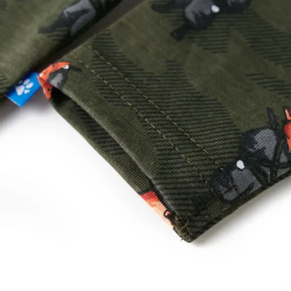 Laste puuvillane pidžaamakomplekt pikkade varrukatega, ninja rebase mustriga, khaki, suurus 128 – 7