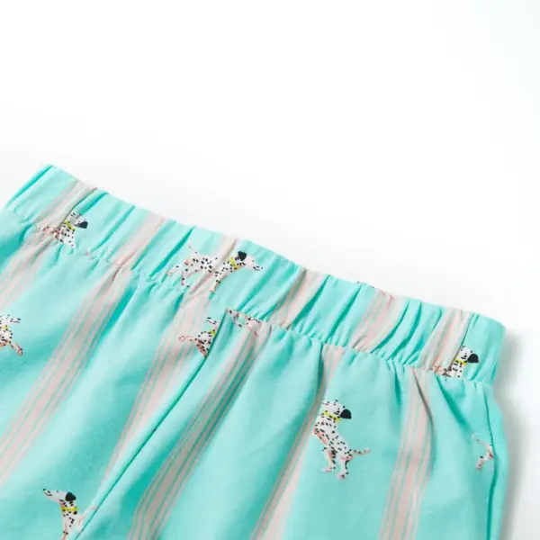 Laste pidžaamakomplekt Dalmaatsia koera ja triipudega, helesinine, lühikeste varrukatega, suurus 128 – 11