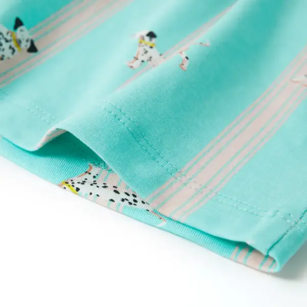 Laste pidžaamakomplekt Dalmaatsia koera ja triipudega, helesinine, lühikeste varrukatega, suurus 128 – 12