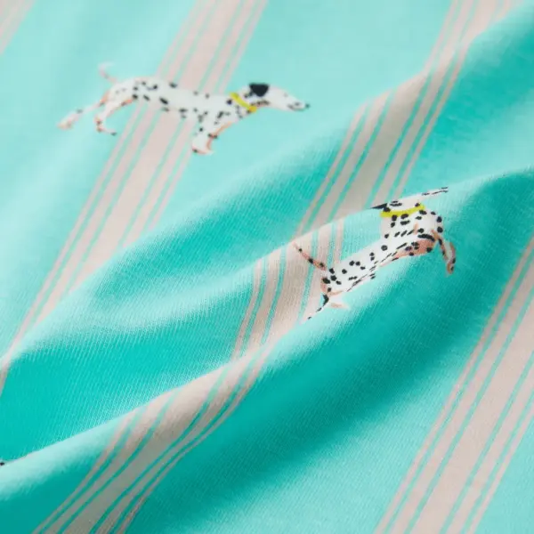 Laste pidžaamakomplekt Dalmaatsia koera ja triipudega, helesinine, lühikeste varrukatega, suurus 128 – 8