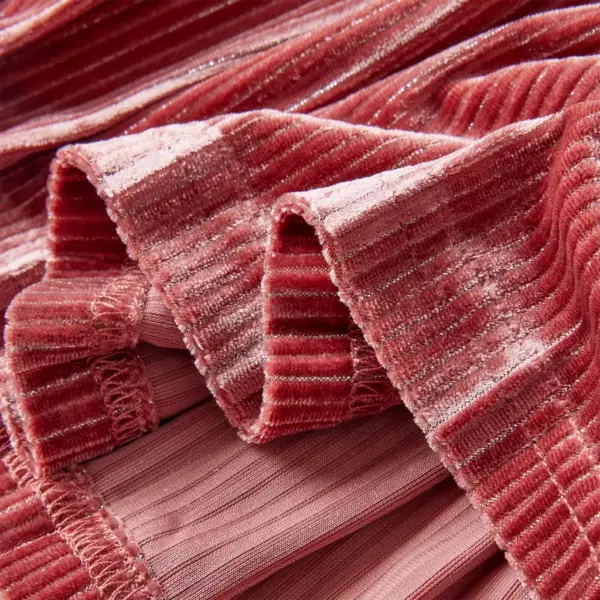 Laste plisseeritud sametseelik veniva vööga, roosa, suurus 104 – 6