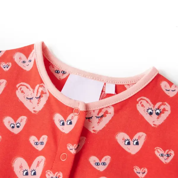 Laste lühikeste pükstega kombinesoon, punane südameprindiga, 95% puuvill, suurus 128, trukkidega, pingutusnööriga vöökoht, 2 taskut – 3
