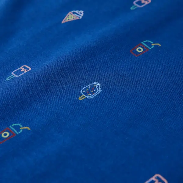 Laste puuvillane maika jäätise ja joogi mustriga, tumesinine, suurus 128 – 7