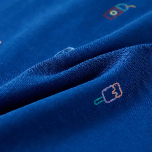 Laste puuvillane maika jäätise ja joogi mustriga, tumesinine, suurus 128 – 8