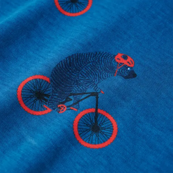 Laste puuvillane pidžaamakomplekt karu ja jalgrattaga, pikkade varrukatega, sinine, suurus 116 – 11